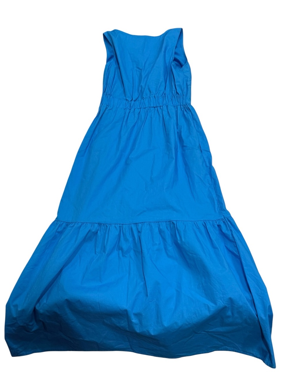 Summer Women’s Bright Blue Twist-Front Midi Dress Cotton Size XS Coastal - Picture 6 of 8